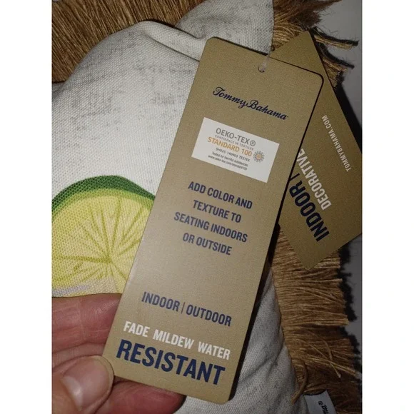 Tommy Bahama Indoor Outdoor Pillow Tropical Drink"Why Limit Happy To An Hour"NWT - Picture 5 of 11